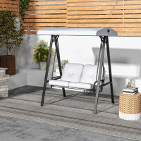 Outsunny 2-Seater Outdoor Porch Swing with Adjustable Canopy, Patio Swing Chair for Garden, Poolside, Backyard, Grey(m-8)