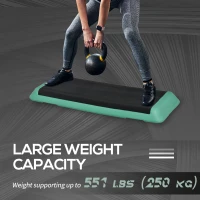 Soozier 43" Adjustable Aerobic Platform Stepper 3 Level with Risers 4” 6” 8” Cardio Fitness Trainer Workout Step Home Gym Exercise, Black Green(m-6)