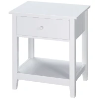 HOMCOM End Table, 2-tier Side Table with Drawer and Storage Shelf, Modern Side Table for Living Room, White(m-11)