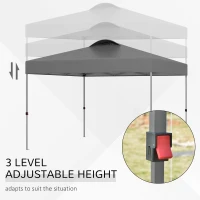 Outsunny 10' x 10' Pop Up Canopy Tent with Airy Top Vents and Wheeled Carry Bag for Outdoor, Garden, Patio, Dark Grey(m-5)