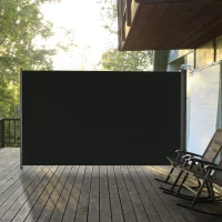 Outsunny 118" x 79" Side Awning, Retractable Privacy Screen & Driveway Guard, Instant Outside Screen, Wall, or Fence, Side Shade and Wind Block for Indoor Outdoor, Garden, Black(m-10)
