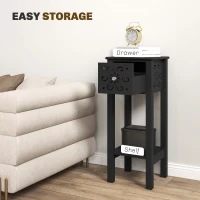 HOMCOM Nightstand Set of 2 with Drawer and Open Storage Shelf Black(m-5)