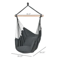 Outsunny Hammock Chair Swing Hanging Macrame Chair Cotton w/ Two Soft Seat Cushions, for Bedroom Indoor Outdoor Ideal Gift for Kids Lover Birthday Present, Dark Grey(m-3)