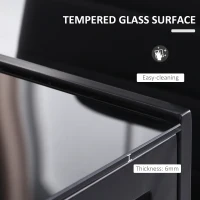 HOMCOM Rectangular Kitchen Table for 4 People, Dining Table with Tabletop Tempered Glass for Dining Room, Living Room, Black(m-4)