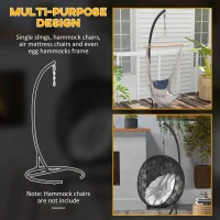 Outsunny Hanging Hammock Chair Stand with Round Base, 40.2" x 76.8", Black(m-6)