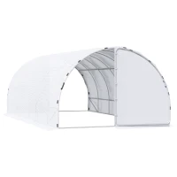 Outsunny 20' x 10' x 7' Large Walk-in Greenhouse, Steel Frame, PE Cover, 2 Doors, Outdoor Tunnel Hoop Hot House Kit for Tropical Plants, Flowers, Herbs and Vegetables, White(m-1)