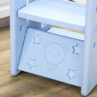 Outsunny Kids Step Stool Adjustable Standing Platform Light Blue(m-9)