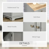 HOMCOM Kitchen Storage Cabinet, Sideboard Floor Cupboard with Solid Wood Top, Adjustable Shelf, and 3 Drawers, Gray(m-6)