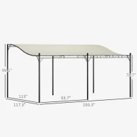 Outsunny 10' x 16' Wall-Mounted Outdoor Pergola Canopy, Metal Patio Canopy with Drainage Holes for Backyard Garden, Cream White(m-3)