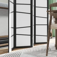 HOMCOM 5.6ft Folding Room Divider, 4 Panel Wall Partition with Wood Frame for Bedroom, Home Office, White(m-10)