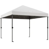 Outsunny 10x10FT Pop Up Canopy with 1-Button Push, Wheeled Bag, Stakes, Ropes, Sandbags, Height Adjustable Instant Sun Shelter(m-11)