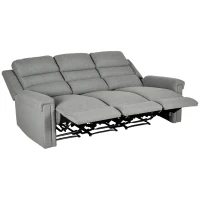 HOMCOM 3 Seater Recliner Sofa with Manual Pull Tab, Fabric Reclining Sofa, RV Couch, Home Seating, Gray(m-11)