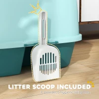 PawHut Cat Litter Box with Scoop, Easy to Clean & Openable Cover, Green(m-5)
