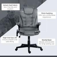 Vinsetto 6 Point Executive Office Chair with Heat, Velvet High Back Vibrating Massage Office Chair, Dark Gray(m-9)