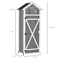 Outsunny 30.75''x 20.75''x71.75'' Garden Wood Storage Shed with Workstation, Hooks and Ground Nails Multifunction Lockable Sheds & Outdoor Storage Asphalt Roof Tool Organizer, Grey(m-3)