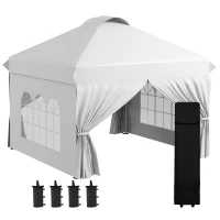 Outsunny 10' x 10' Outdoor Pop Up Canopy Tent with 4 Sidewalls, White(m-11)