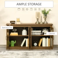 HOMCOM Sideboard Buffet Cabinet, Glass Door Credenza, Coffee Bar Cabinet with Adjustable Shelf, Natural(m-4)