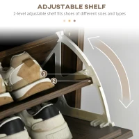 HOMCOM Shoe Storage Cabinet Organizer for 18 Pairs of Shoes with 3 Flip Drawers and Adjustable Shelves, Walnut(m-5)