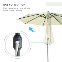Outsunny 10' x 8' Round Market Umbrella, Patio Umbrella, Outdoor Parasol with Crank Handle, Tilt for Garden, Bench, Lawn, Beige(m-5)