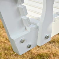 Outsunny 2 Seater Porch Swing Wooden Patio Swing Chair Seat with Cup Holder and Chains Outdoor Swing Bench for Garden Yard, White(m-10)