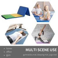 Soozier 4'x10'x2'' Folding Gymnastics Tumbling Mat, Exercise Mat with Carrying Handles for Yoga, MMA, Martial Arts, Stretching, Core Workouts, MultiColor(m-4)