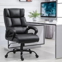 Vinsetto Ergonomic Heavy-Duty Office Chair with Adjustable Height, PU Leather, Rocker, 360° Swivel, 400lbs Capacity, Black(m-1)