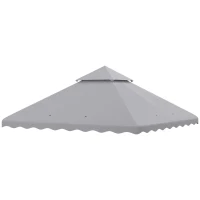 Outsunny 10' x 10' Gazebo Replacement Canopy Cover, 2 Tier Gazebo Roof Replacement TOP ONLY, Light Grey(m-2)