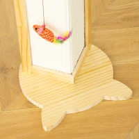 PawHut Sisal Cat Scratching Post, Cute Cat Scratcher with Hanging Funny Toy, 90° Angle for Wall Table Corners, Natural(m-9)