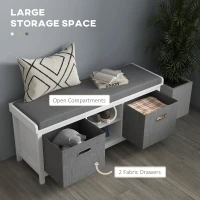 HOMCOM Shoe Storage Bench with Cushioned Seat, Entryway Bench Seat with 2 Drawers and Adjustable Shelf for Hallway, White(m-5)