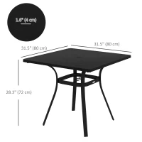 Outsunny Rectangle Patio Dining Table for 4 People with Steel Legs, Metal Tabletop for Garden, Backyard, Lawn, Balcony, Black(m-3)