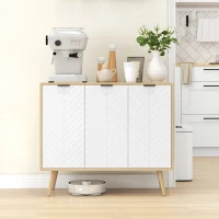 HOMCOM Modern Sideboard and Buffet, Dining Room Cabinet with Adjustable Shelves for Kitchen, Living Room, Natural(m-1)