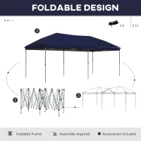 Outsunny 10' x 19' Pop Up Canopy with Easy Up Steel Frame, 3-Level Height Adjustable Event Party Tent with Carrying Bag(m-4)