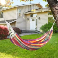 Outsunny 83"x59" Outdoor Hammock Bed Swing Chair, Patio Lounge Garden Camping Hiking Travel Hammock Only for Backyard, Garden, Mixed-red(m-1)