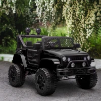 Aosom 12V Battery Powered Kids Ride On Car Off Road Truck Toy w/ Parent Remote, Black(m-8)