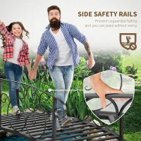 Outsunny 6FT Steel Garden Bridge with Safety Siderails, Decorative Arc Landscaping Bridge for Backyard Creek Stream Pond, Black(m-4)