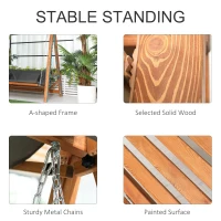 Outsunny 3 Seater Patio Swing Chair Convertible Cushioned Porch Swing Bed with Canopy, Wood Frame for Outdoor, Backyard, Garden(m-7)