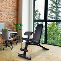 Soozier Foldable Press Bench Adjustable Dumbbell, Weight Training Bench Exercises Gym Chair, Black & Red(m-8)