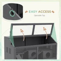 PawHut Rat Cage, Hamster Cage Wooden with Suspension Bridge, Ladders, Openable Top, Hut, Platform, for Gerbils Mice, Dark Grey(m-5)