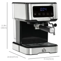 HOMCOM Espresso Machine with Milk Frother Wand, 15-Bar Pump Coffee Maker with 1.5L Removable Water Tank for Espresso, Latte and Cappuccino(m-3)