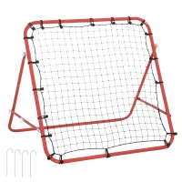 HOMCOM Volleyball Rebounder Net Football Training Aid Kickback Target Play Red(m-11)