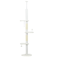 PawHut 8.4' Floor to Ceiling Cat Tree, Adjustable Height, White