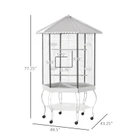 PawHut 77" Flight Bird Cage Hexagon Covered Canopy Portable Aviary With Storage(m-3)