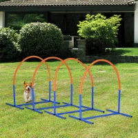 PawHut 4 Piece Dog Agility Training Equipment with Carrying Bag, Blue(m-2)