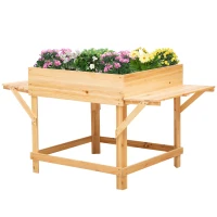 Outsunny Elevated Planter Box with Legs Raised Garden Planter Bed with Non-Woven Fabric Bag, Flower Box for Growing Herbs & Plants, Solid Wood Construction 51.5" x 29.5" x 29.5"(m-11)