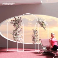 Outsunny Metal Arch Backdrop Stand Set of 3, 7/6.5/6 ft Wedding Arch Frame, Balloon Backdrop Arch Stand Set for Birthday Party, Bridal Shower, Graduation, Ceremony, Banquet Decorations, White(m-9)