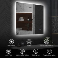HOMCOM Dimmable Bathroom Mirror with Lights, 39" x 32" Backlit LED Mirror w/ Anti-Fog, Memory & Infinite Color Temperature(m-9)