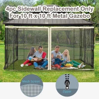 Outsunny Replacement Mosquito Netting for Gazebo 10' x 12' Black Screen Walls for Canopy with Zippers, Cream White(m-4)