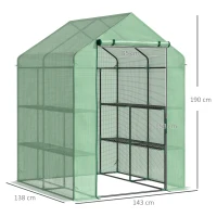 Outsunny 56" x 54" x 74" Walk-in Greenhouse Portable Garden Plant Flower Seed Warm House with 8 Shelves Outdoor Plant Growth Hot House PE Cover Green(m-3)