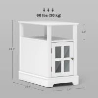 HOMCOM Narrow Side Table End Table with Charging Station, USB Ports, Modern End Table with Storage for Living Room, White(m-3)