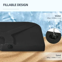 Outsunny 4-Piece 175lb Cantilever Patio Umbrella Base Weights for Offset Hanging Umbrella, HDPE Water or Sand Filled Umbrella Weights for Cross Base Stand, Black(m-5)